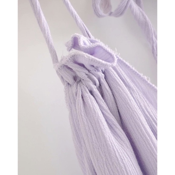 Lavender Swiss Dot Mesh Halter Mini Dress - Picture 8 of 14